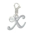 thumbnail image 1 of Delight Jewelry Silvertone Small Gelato Script Initial - X - - Silvertone Clip on Charm with Clear Crystal Drop, 1 of 4