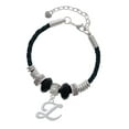 thumbnail image 1 of Delight Jewelry Silvertone Small Gelato Script Initial - Z - Best Friend Celtic Knot Leather Bead Bracelet, 7"+2" Extender, 1 of 4