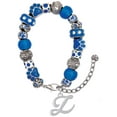thumbnail image 1 of Delight Jewelry Silvertone Small Gelato Script Initial - Z - Blue Paw Print Bead Bracelet, 7"+2", 1 of 4