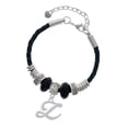 thumbnail image 1 of Delight Jewelry Silvertone Small Gelato Script Initial - Z - Grandmother Celtic Knot Leather Bead Bracelet, 7"+2" Extender, 1 of 4