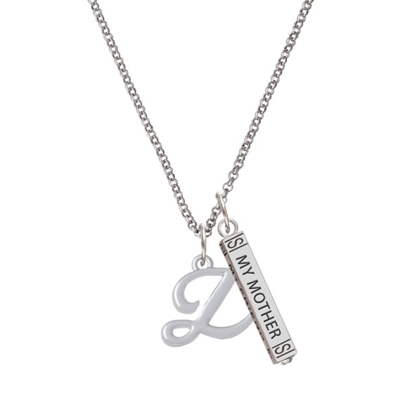 Delight Jewelry Silvertone Small Gelato Script Initial - Z - Silvertone Always My Mother Bar Charm Necklace, 23"