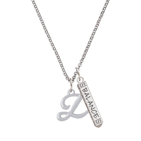 Delight Jewelry Silvertone Small Gelato Script Initial - Z - Silvertone Balance Bar Charm Necklace, 23"