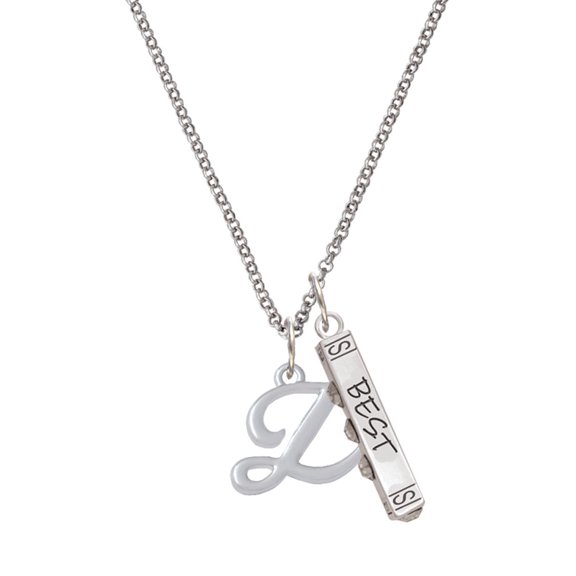 Delight Jewelry Silvertone Small Gelato Script Initial - Z - Silvertone Best Friends Forever Bar Charm Necklace, 23"