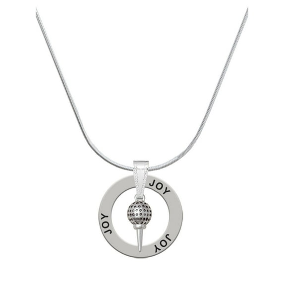 Delight Jewelry Silvertone Small Golf Ball on Tee Joy Ring Charm Necklace, 18"