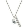 thumbnail image 1 of Delight Jewelry Silvertone Small Good Luck Heart Silvertone Mother Daughter Bar Charm Necklace, 23", 1 of 4