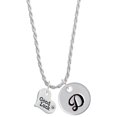 thumbnail image 1 of Delight Jewelry Silvertone Small Good Luck Heart Silvertone Script Initial Disc - D - Charm Necklace, 20"+3", 1 of 4