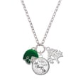 thumbnail image 1 of Delight Jewelry Silvertone Small Green Football Helmet Let Things Go Fall Zoey Charm Necklace, 28", 1 of 4