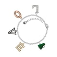 thumbnail image 1 of Delight Jewelry Silvertone Small Green Megaphone Multi-Colored Crystal Love Charm Bracelet, 1 of 5
