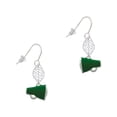 thumbnail image 1 of Delight Jewelry Silvertone Small Green Megaphone Silvertone Leaf French Earrings, 1 of 5