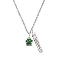 thumbnail image 1 of Delight Jewelry Silvertone Small Green Paw Silvertone Sisters Best Friends Forever Bar Charm Necklace, 23", 1 of 4