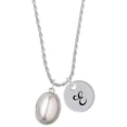 thumbnail image 1 of Delight Jewelry Silvertone Small Grey Imitation Pearl Silvertone Script Initial Disc - E - Charm Necklace, 20"+3", 1 of 4