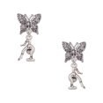 thumbnail image 1 of Delight Jewelry Silvertone Small Gymnast Balance Beam Silvertone Antiqued Butterfly Post Earrings, 1 of 4