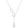 thumbnail image 1 of Delight Jewelry Silvertone Small Heart Hamsa Hand Silver tone Elegant Infinity Lariat Necklace, 1 of 4