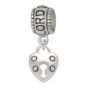 Delight Jewelry Silvertone Small Heart Lock with Keyhole Lord Guide Me Charm Bead