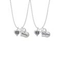 thumbnail image 1 of Delight Jewelry Silvertone Small Heart with Baby Feet Mother & Daughter Heart Necklaces (Set of 2), 19"+2", 1 of 4