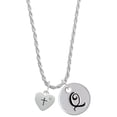 thumbnail image 1 of Delight Jewelry Silvertone Small Heart with Cross & Fish with Crystal Silvertone Script Initial Disc - Q - Charm Necklace, 20"+3", 1 of 4
