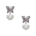 thumbnail image 1 of Delight Jewelry Silvertone Small Heart with Cut Out Stars Silvertone Antiqued Butterfly Post Earrings, 1 of 4