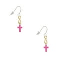 thumbnail image 1 of Delight Jewelry Silvertone Small Hot Pink Crystal Cross Gold Tone Infinity French Earrings, 1 of 4