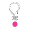 thumbnail image 1 of Delight Jewelry Silvertone Small Hot Pink Enamel Disc - Silvertone Bow Charm Accessory for Tumblers and Thermal Cups, 1 of 4