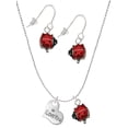 thumbnail image 1 of Delight Jewelry Silvertone Small I Love You Heart Red Lucky Ladybug Necklace and Dangle Earrings Set, 1 of 6