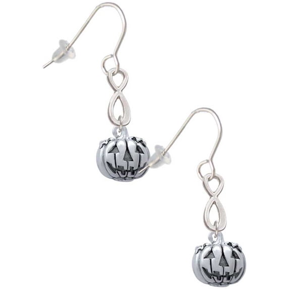 Delight Jewelry Silvertone Small Jack O'Lantern with Stem Silver tone Infinity French Earrings