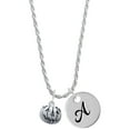 thumbnail image 1 of Delight Jewelry Silvertone Small Jack O'Lantern with Stem Silvertone Script Initial Disc - A - Charm Necklace, 20"+3", 1 of 4