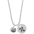 thumbnail image 1 of Delight Jewelry Silvertone Small Jack O'Lantern with Stem Silvertone Script Initial Disc - N - Charm Necklace, 20"+3", 1 of 4
