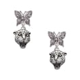 thumbnail image 1 of Delight Jewelry Silvertone Small Jaguar - Mascot Silvertone Antiqued Butterfly Post Earrings, 1 of 4