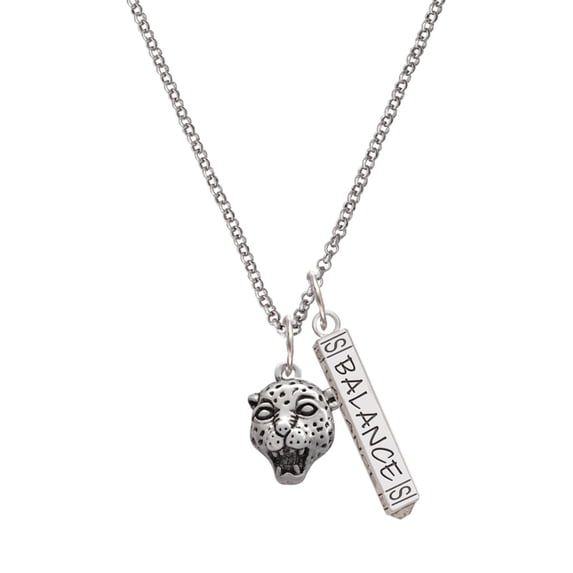Delight Jewelry Silvertone Small Jaguar - Mascot Silvertone Balance Bar Charm Necklace, 23"