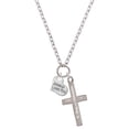 thumbnail image 1 of Delight Jewelry Silvertone Small Jesus Loves You Heart Be Strong and Courageous Engraved Cross Zoey Necklace, 28", 1 of 4