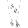 thumbnail image 1 of Delight Jewelry Silvertone Small Jesus Loves You Heart Silver tone Zig Zag Christmas Tree Charm Necklace and Stud Earrings, 1 of 4