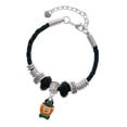 thumbnail image 1 of Delight Jewelry Silvertone Small Leprechaun with Bow Tie Godmother Celtic Knot Leather Bead Bracelet, 7"+2" Extender, 1 of 4