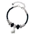 thumbnail image 1 of Delight Jewelry Silvertone Small ''Lil Sister'' Heart with Clear Crystal Sister Celtic Knot Leather Bead Bracelet, 7"+2" Extender, 1 of 4