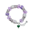 thumbnail image 1 of Delight Jewelry Silvertone Small Long Green Heart Purple Butterfly Bead Charm Bracelet, 7"+1" Extender, 1 of 1