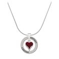 thumbnail image 1 of Delight Jewelry Silvertone Small Long Maroon Heart Hockey Ring Charm Necklace, 18", 1 of 4