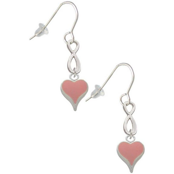 Delight Jewelry Silvertone Small Long Pink Heart Silver tone Infinity French Earrings