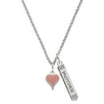 thumbnail image 1 of Delight Jewelry Silvertone Small Long Pink Heart Silvertone Mother Daughter Bar Charm Necklace, 23", 1 of 4
