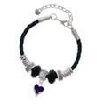 thumbnail image 1 of Delight Jewelry Silvertone Small Long Purple Heart Aunt Celtic Knot Leather Bead Bracelet, 7"+2" Extender, 1 of 4
