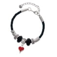 thumbnail image 1 of Delight Jewelry Silvertone Small Long Red Heart Daughter Celtic Knot Leather Bead Bracelet, 7"+2" Extender, 1 of 4