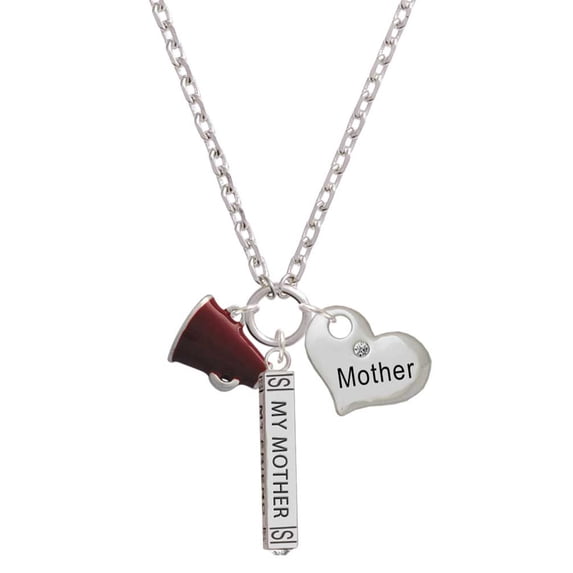 Delight Jewelry Silvertone Small Maroon Megaphone Always My Mother Bar Zoe Necklace