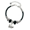 thumbnail image 1 of Delight Jewelry Silvertone Small Megaphone Aunt Celtic Knot Leather Bead Bracelet, 7"+2" Extender, 1 of 4