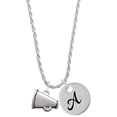 thumbnail image 1 of Delight Jewelry Silvertone Small Megaphone Silvertone Script Initial Disc - A - Charm Necklace, 20"+3", 1 of 4