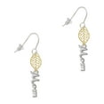 thumbnail image 1 of Delight Jewelry Silvertone Small Mom Script Goldtone Leaf French Earrings, 1 of 4