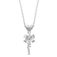 thumbnail image 1 of Delight Jewelry Silvertone Small Mom Script Silver tone Bow Heart Necklace, 1 of 4