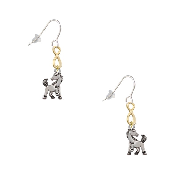 Delight Jewelry Silvertone Small Mustang - Mascot Gold Tone Infinity French Earrings