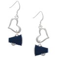 thumbnail image 1 of Delight Jewelry Silvertone Small Navy Blue Megaphone Open Heart French Earrings, 1 of 4