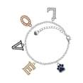 thumbnail image 1 of Delight Jewelry Silvertone Small Navy Blue Paw Multi-Colored Crystal Love Charm Bracelet, 1 of 5
