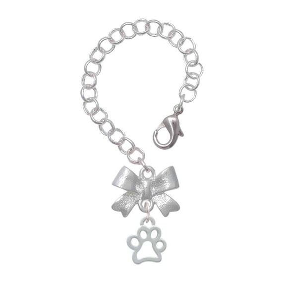 Delight Jewelry Silvertone Small Open Paw - Silvertone Bow Charm Accessory for Tumblers and Thermal Cups