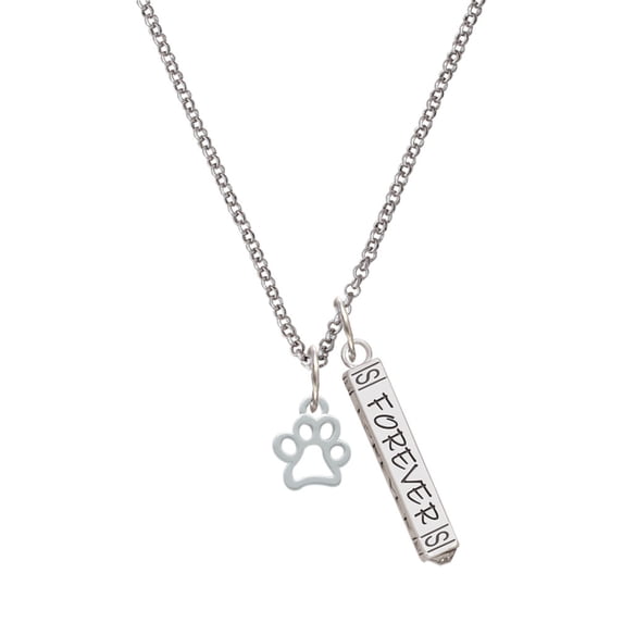 Delight Jewelry Silvertone Small Open Paw Silvertone Forever Bar Charm Necklace, 23"