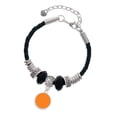 thumbnail image 1 of Delight Jewelry Silvertone Small Orange Enamel Disc Daughter Celtic Knot Leather Bead Bracelet, 7"+2" Extender, 1 of 4